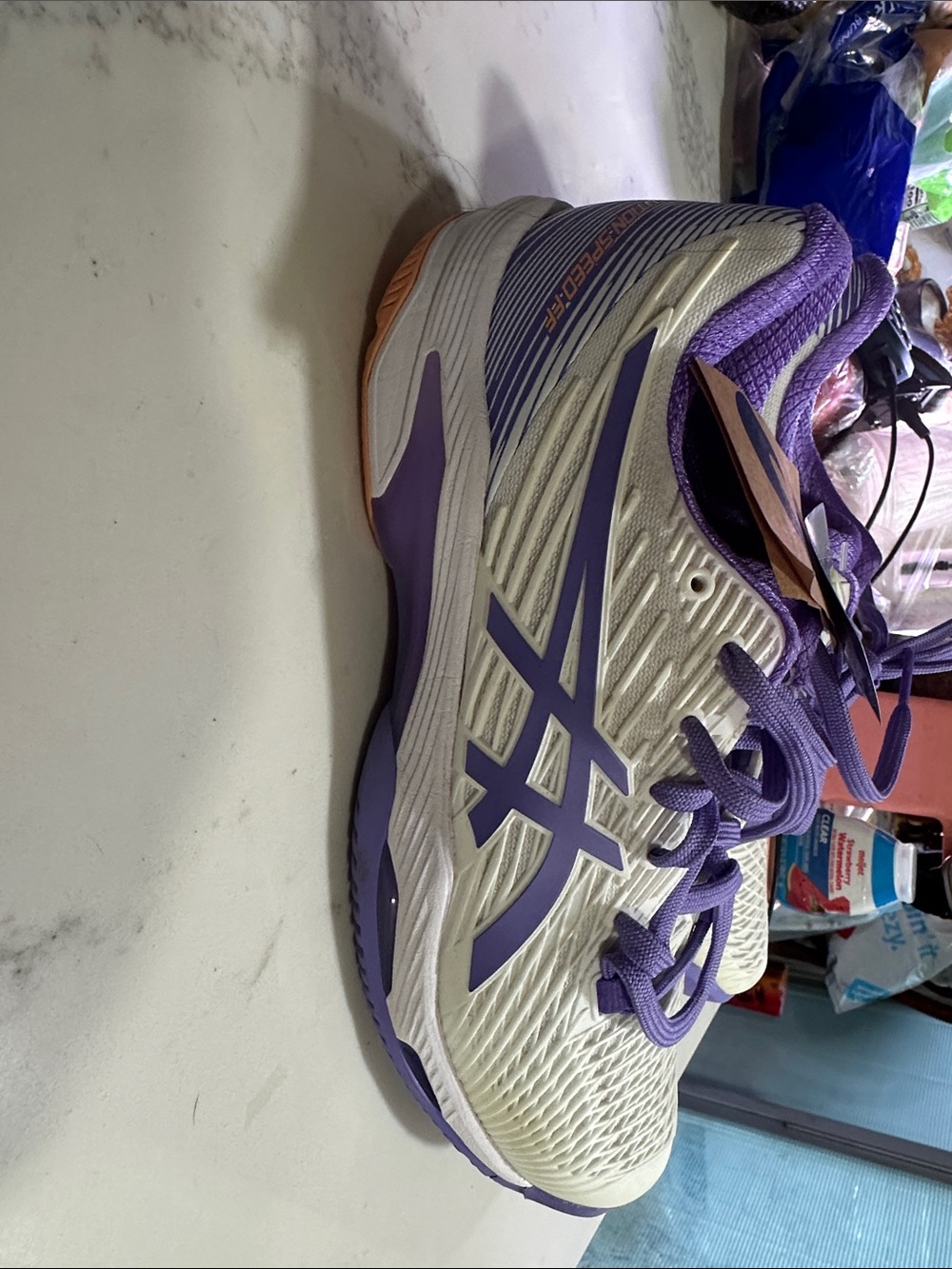 ASICS Women's White and Purple Athletic Running Shoes